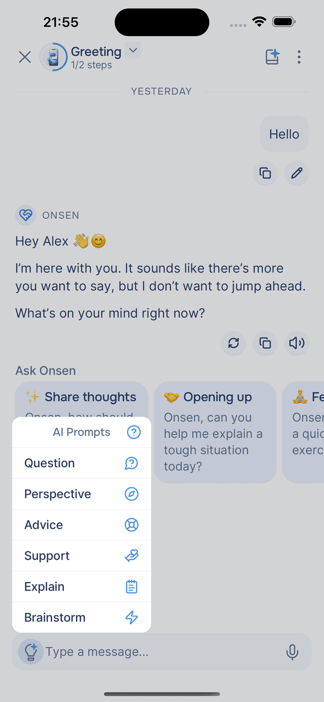 The AI Prompts menu with all available prompts