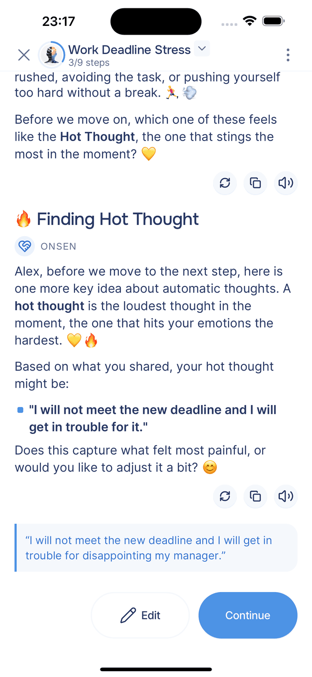 Review suggested text before continuing