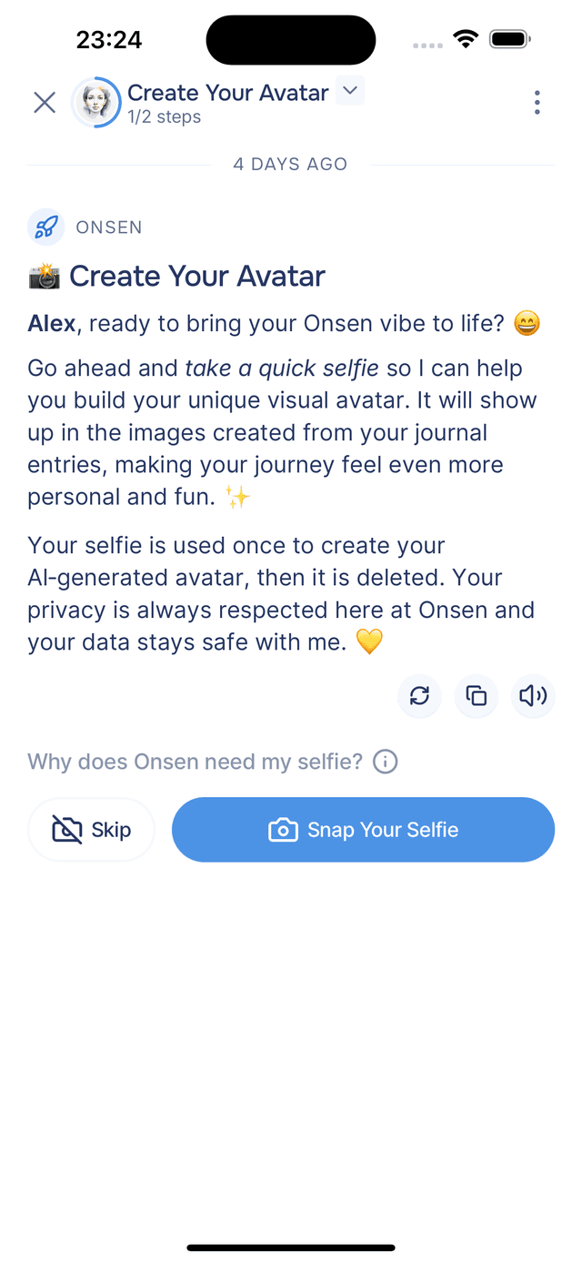 Take a selfie to create your avatar