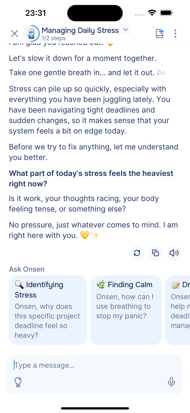 Ask Onsen prompts suggest questions for you