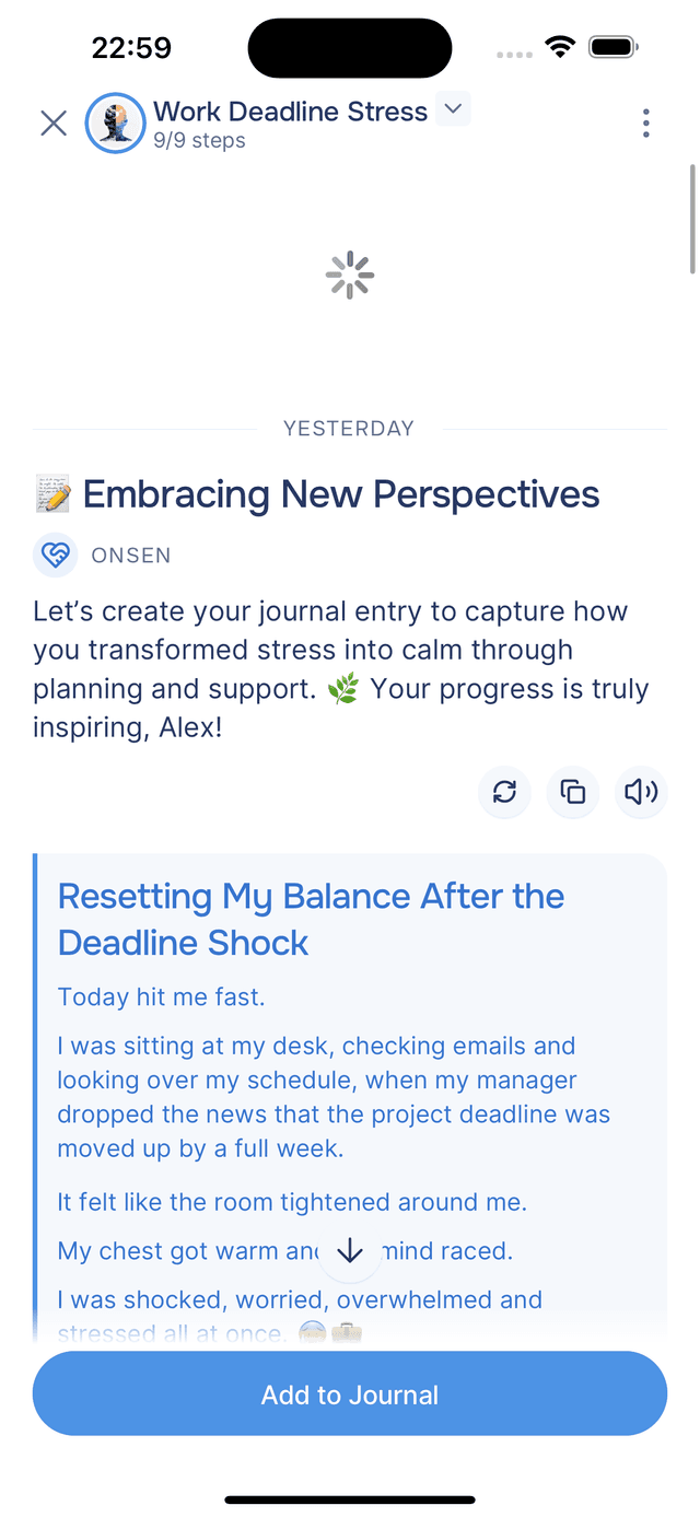 Swiping down to refresh a step