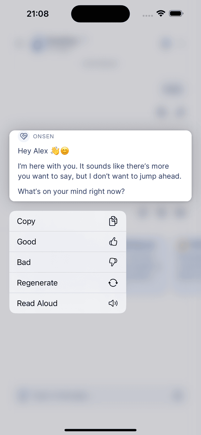 Long-press an AI message for more options