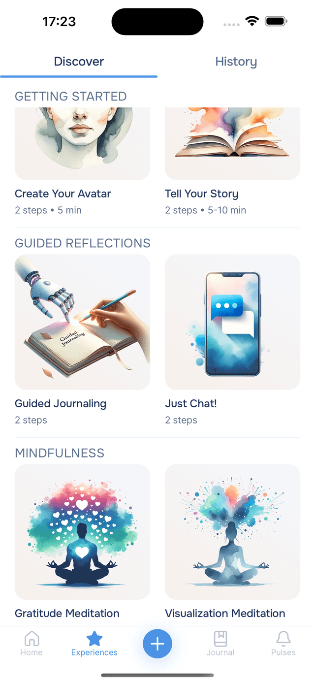 Guided Reflections in the Experiences tab