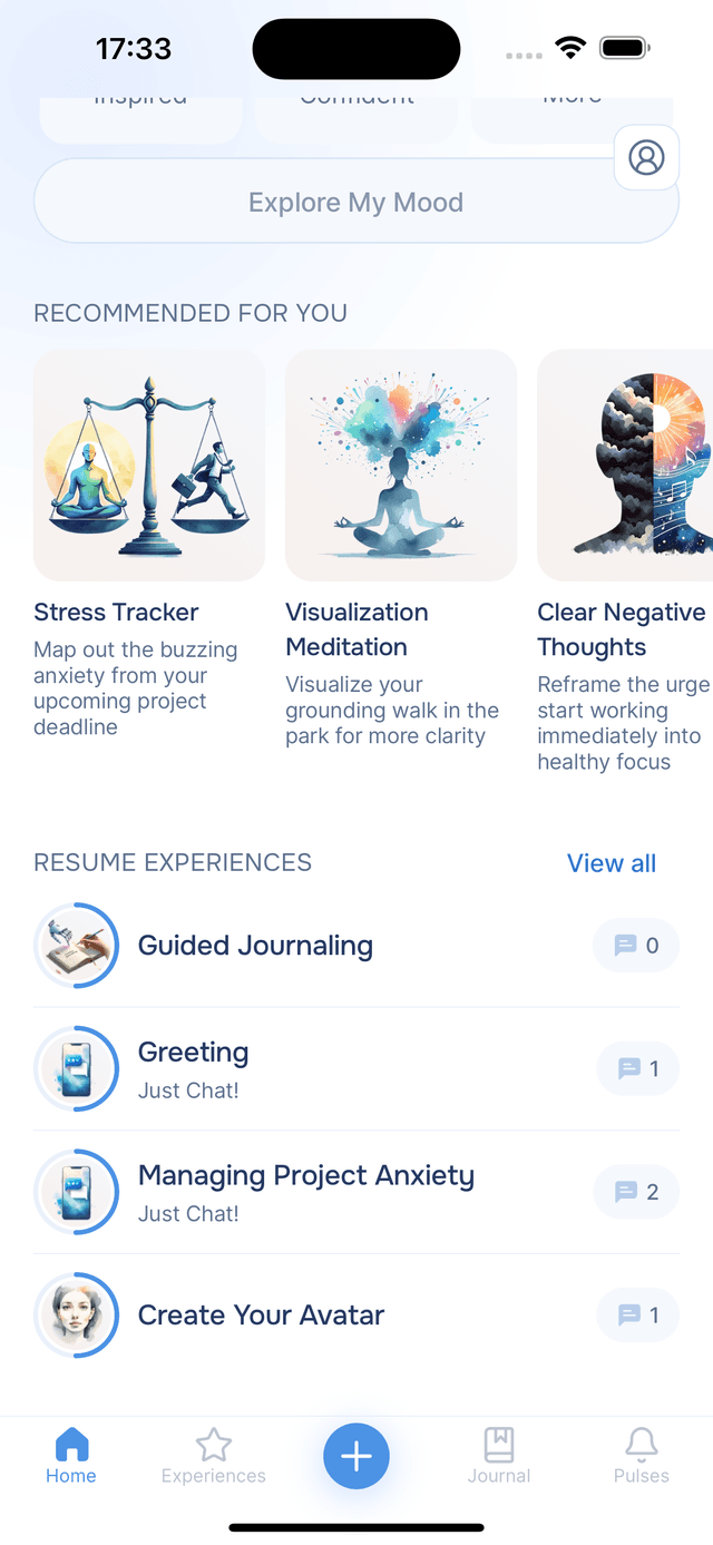 Resume Experiences on Home screen