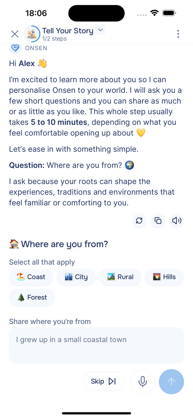 Microphone button in a guided experience