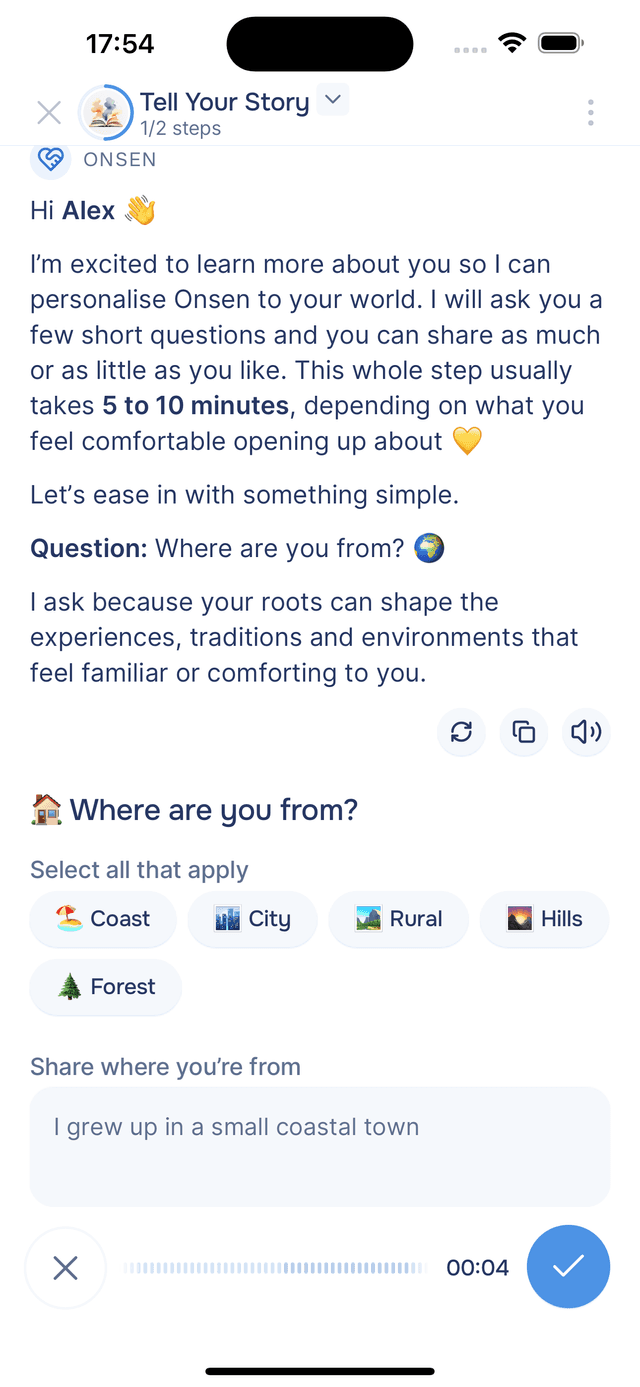 Voice recording in a guided experience