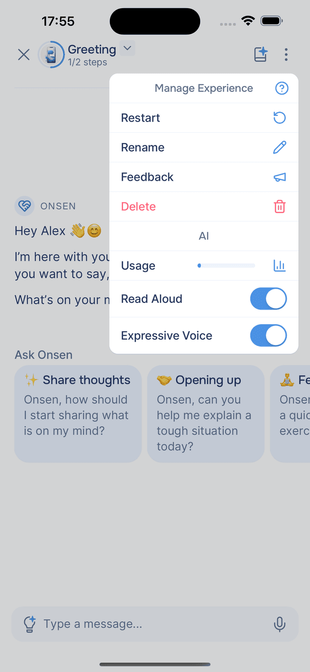 Read Aloud and Expressive Voice in the experience menu