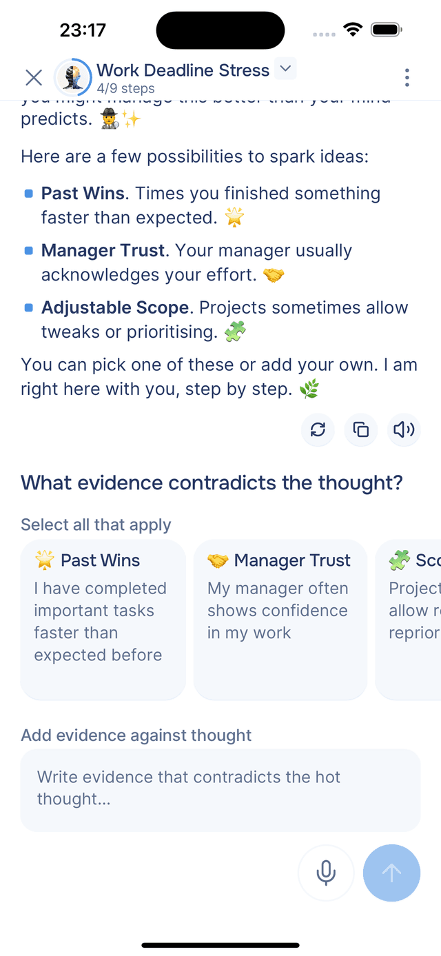 Gathering evidence against the thought