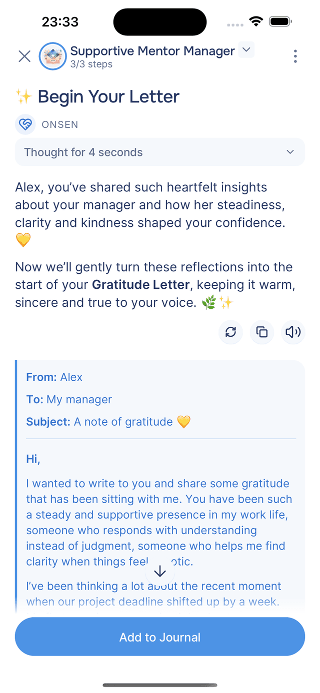 The finished gratitude letter