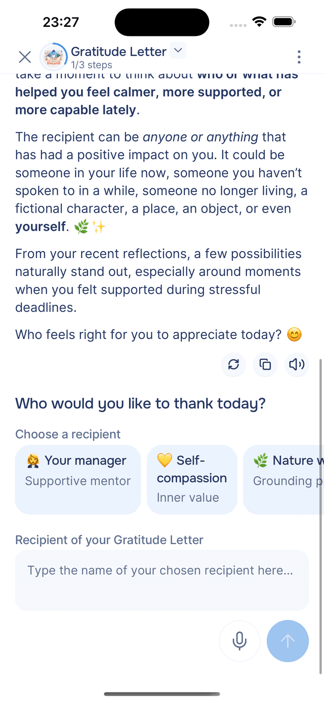 Choosing a recipient