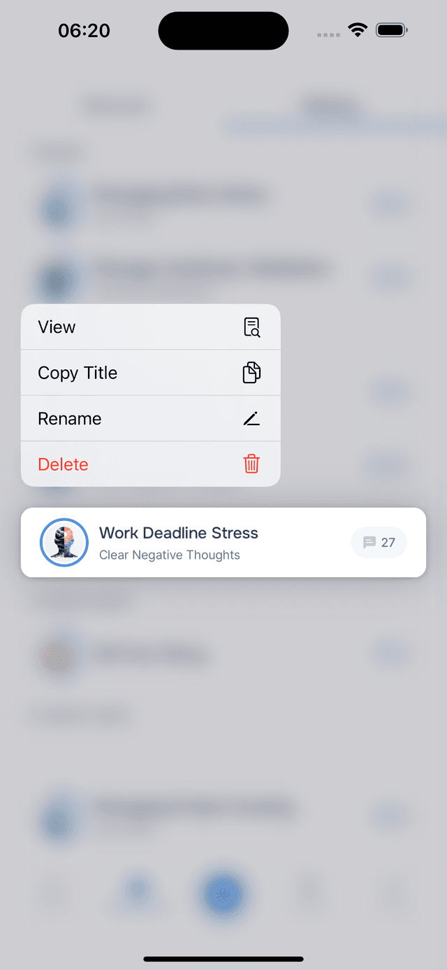 Long-press to open the options menu