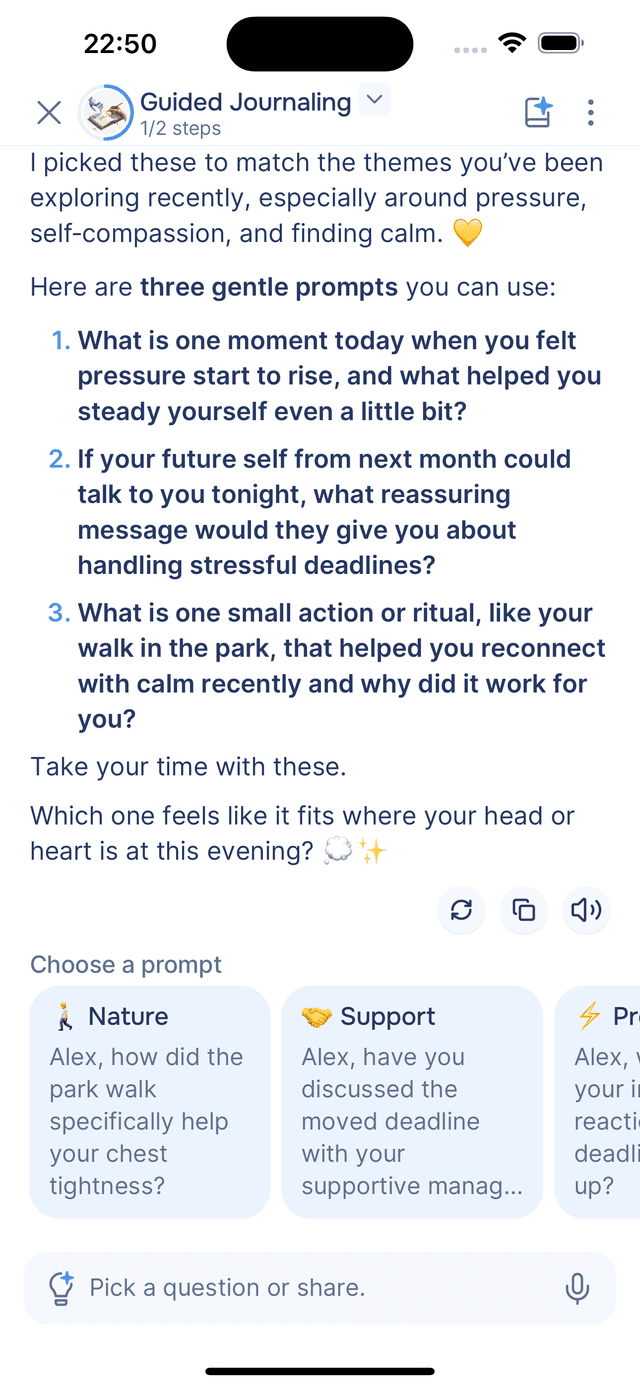 Personalized journaling prompts