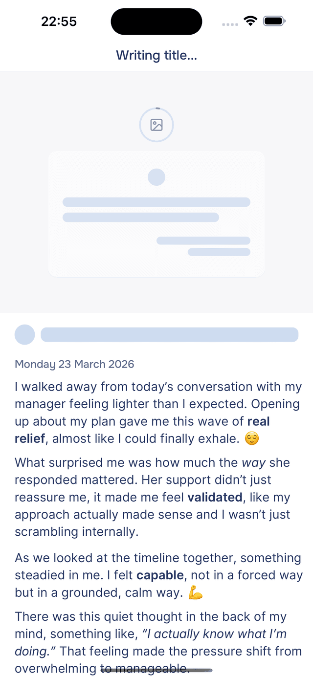 Entry being saved to your journal