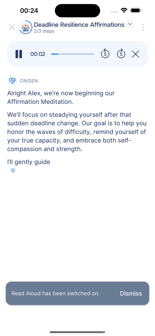 Starting the guided meditation