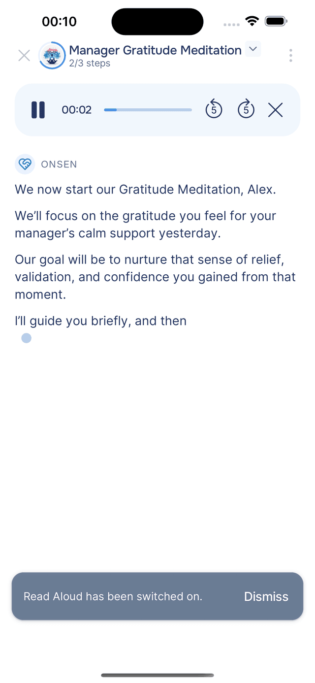 Starting the guided meditation