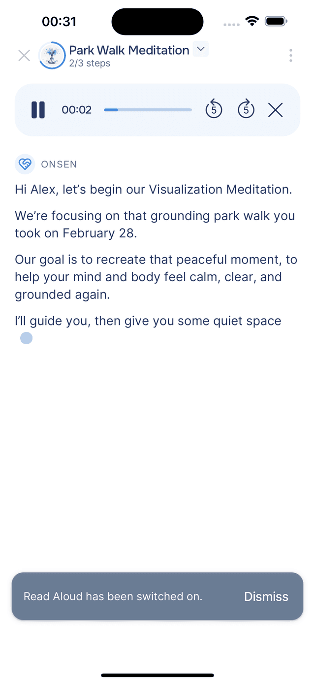 Starting the guided meditation