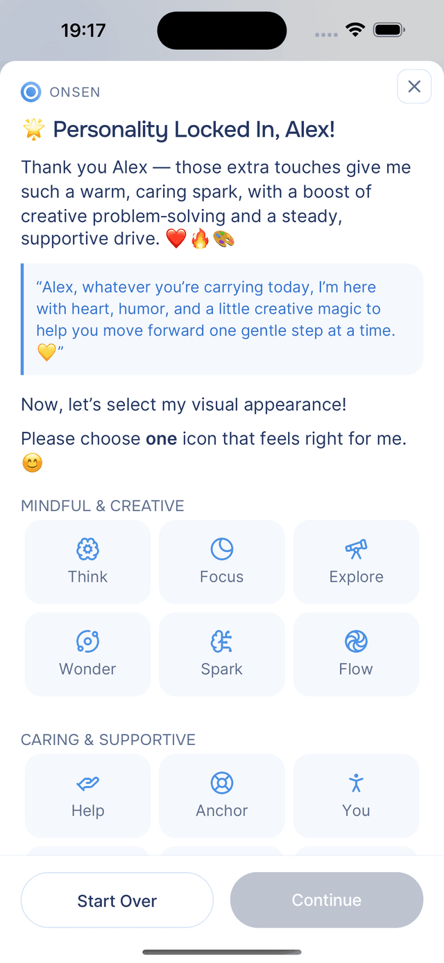 Icons organized into personality-aligned categories