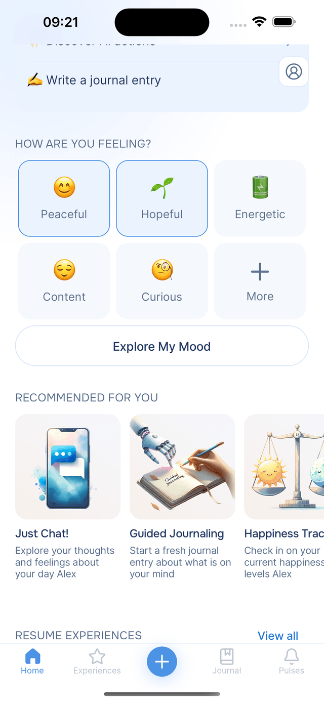 Two moods selected and ready to explore