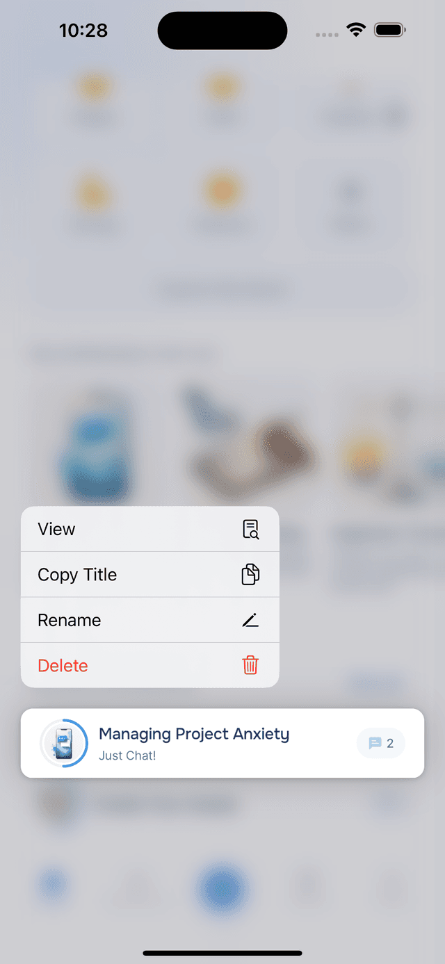 Long-press an experience for options