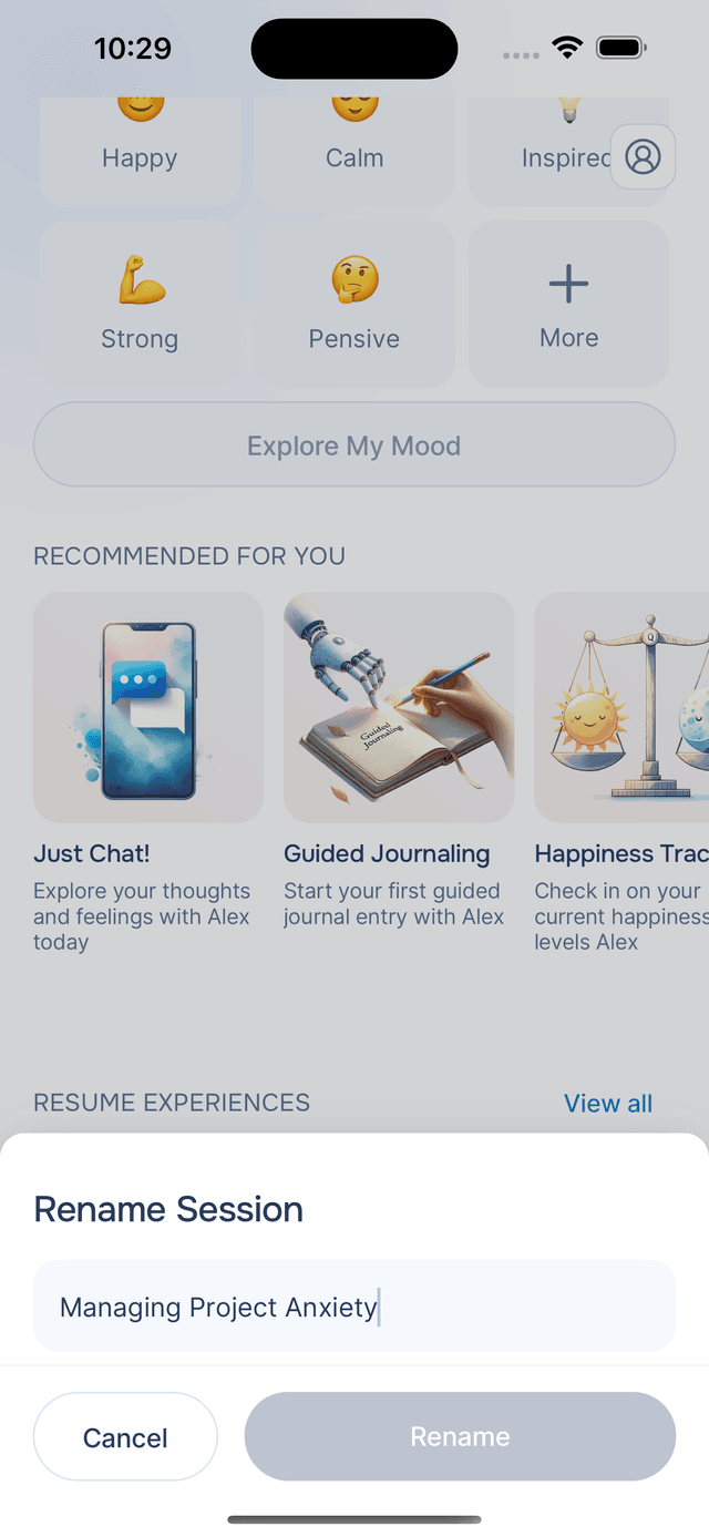 Renaming an experience