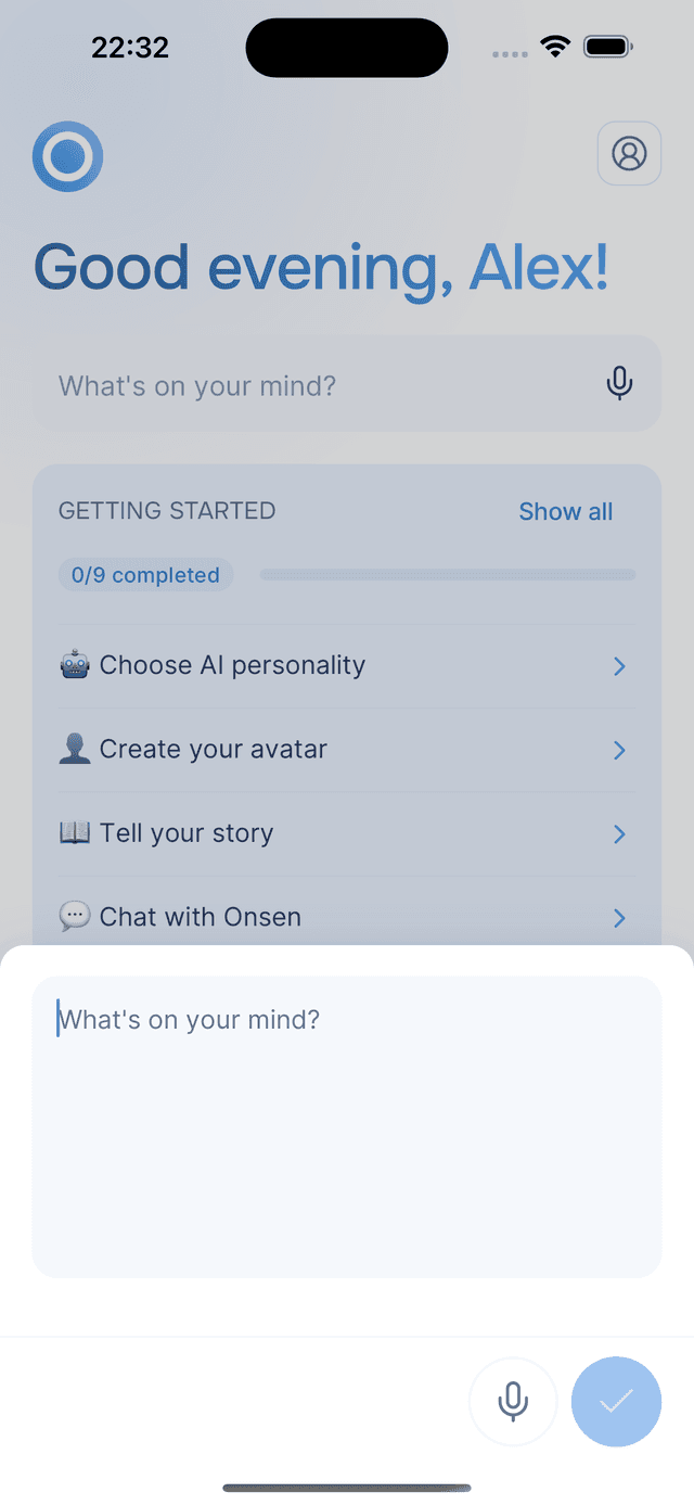 Tapping opens the input area