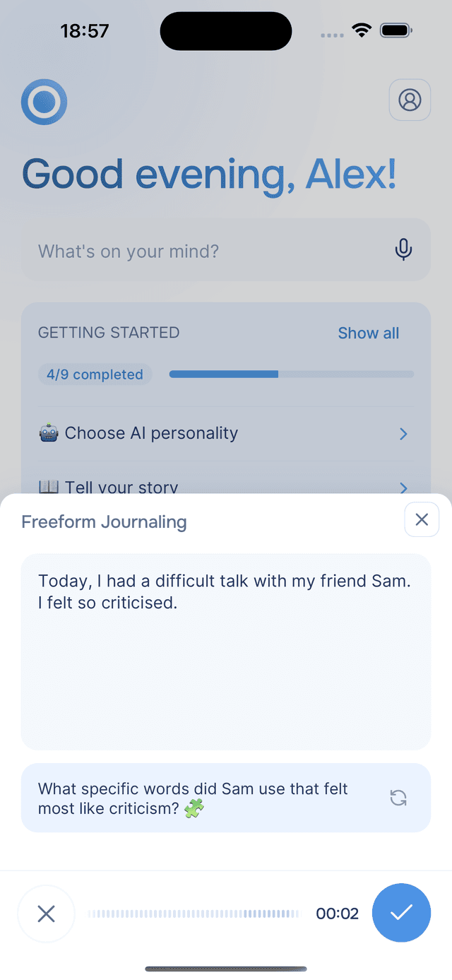 Recording a voice entry