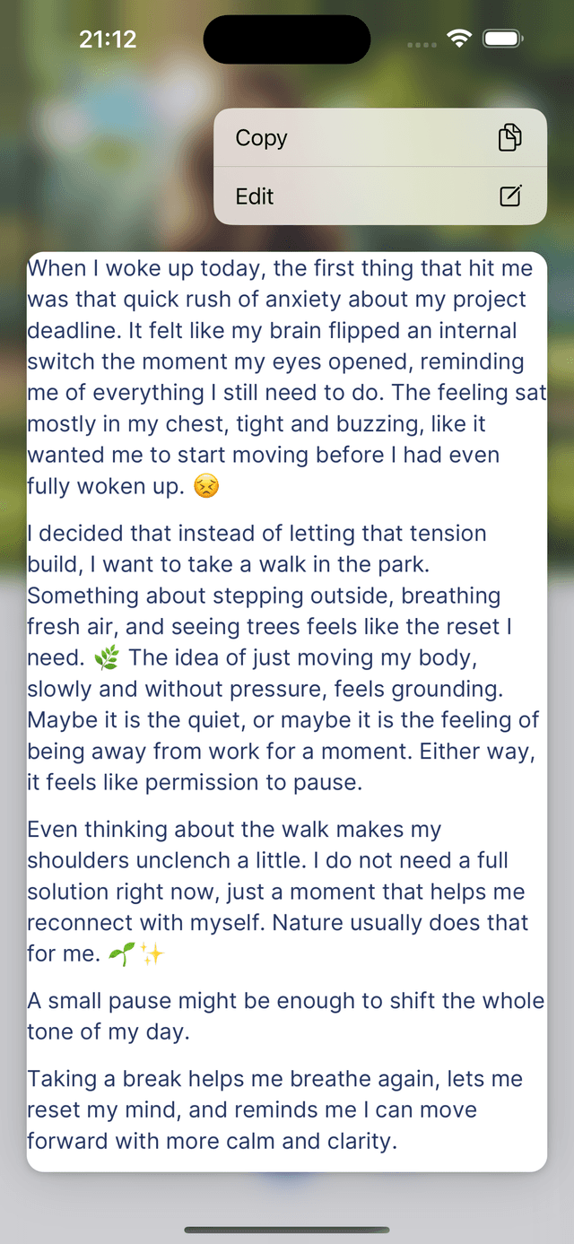 Long-press text for Copy and Edit