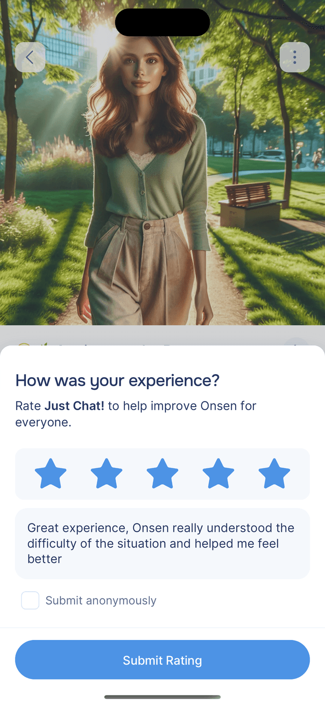 Submit a rating with feedback