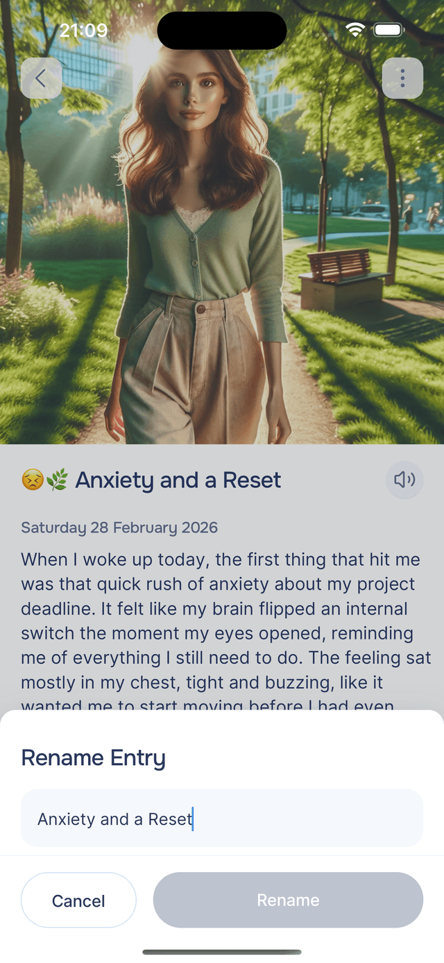 Renaming a journal entry