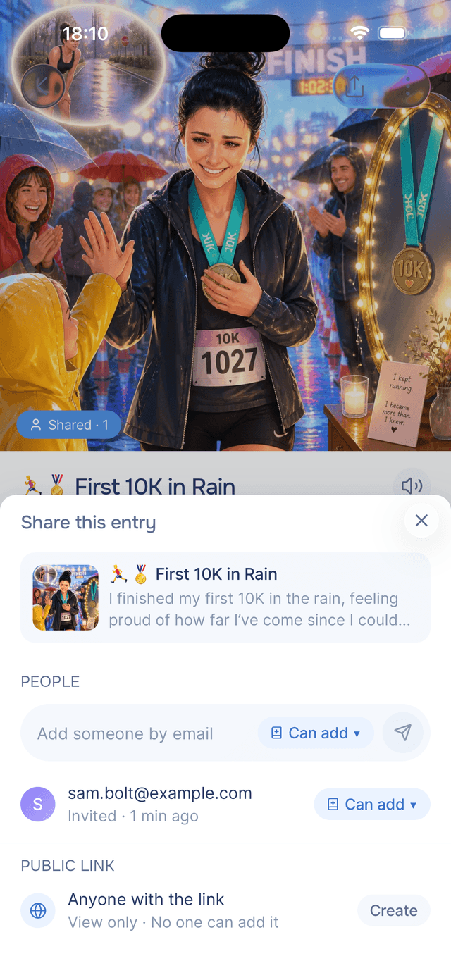 Your invite in the people list