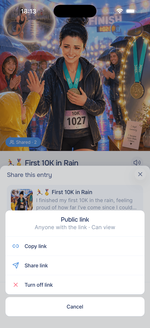 Creating and managing the public link