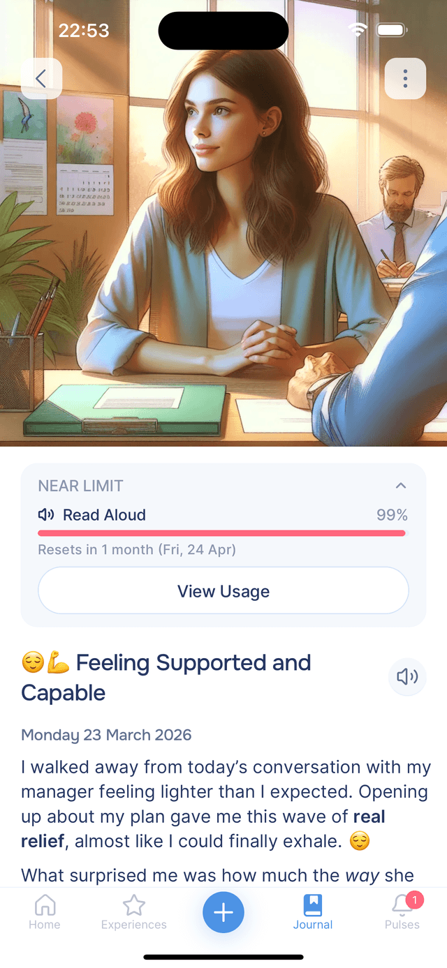 Near-limit warning on a journal entry
