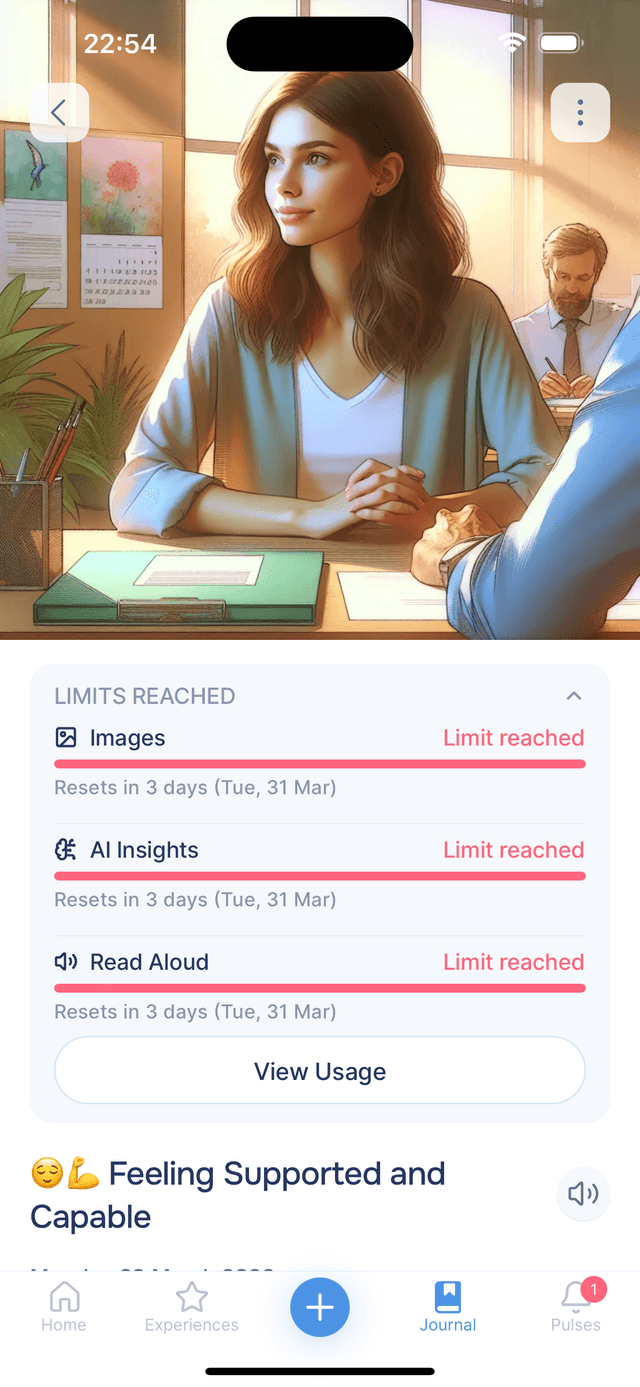 Limits reached on a journal entry