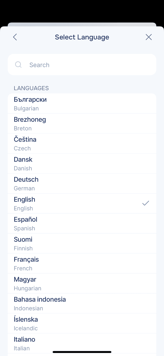 Selecting a language