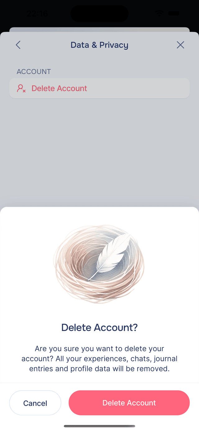 Delete Account confirmation