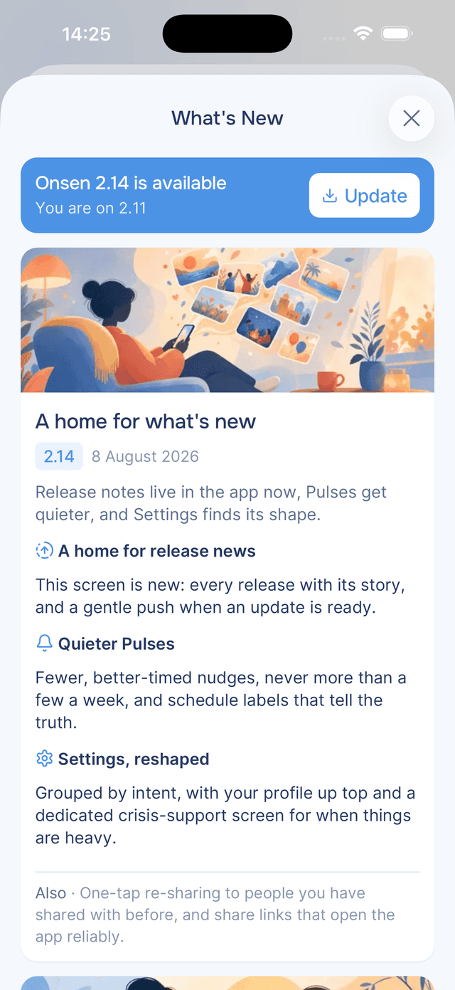 Release notes, with an update waiting in the store