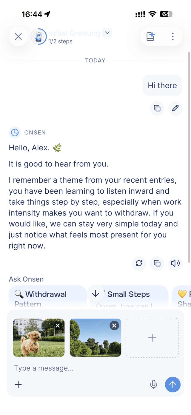 Photos staged above the message bar, ready to send
