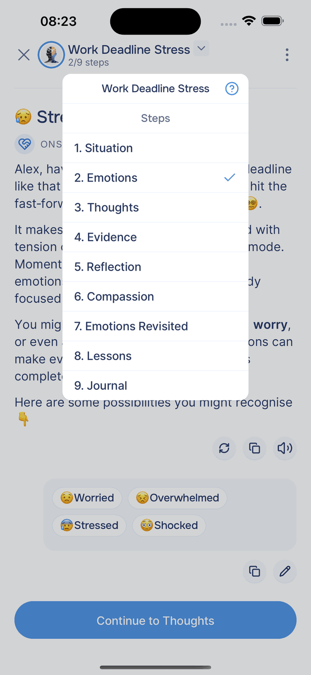 Tap the header to see all steps