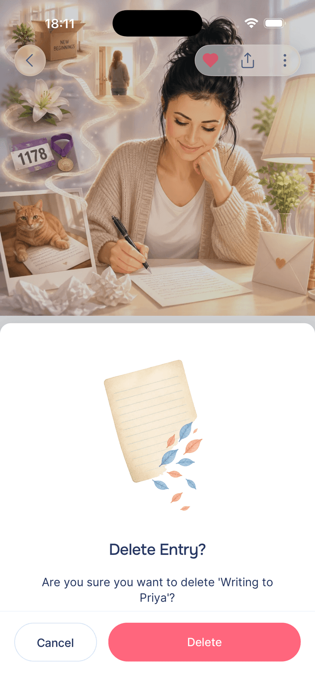 Deleting an entry: a page coming apart into leaves