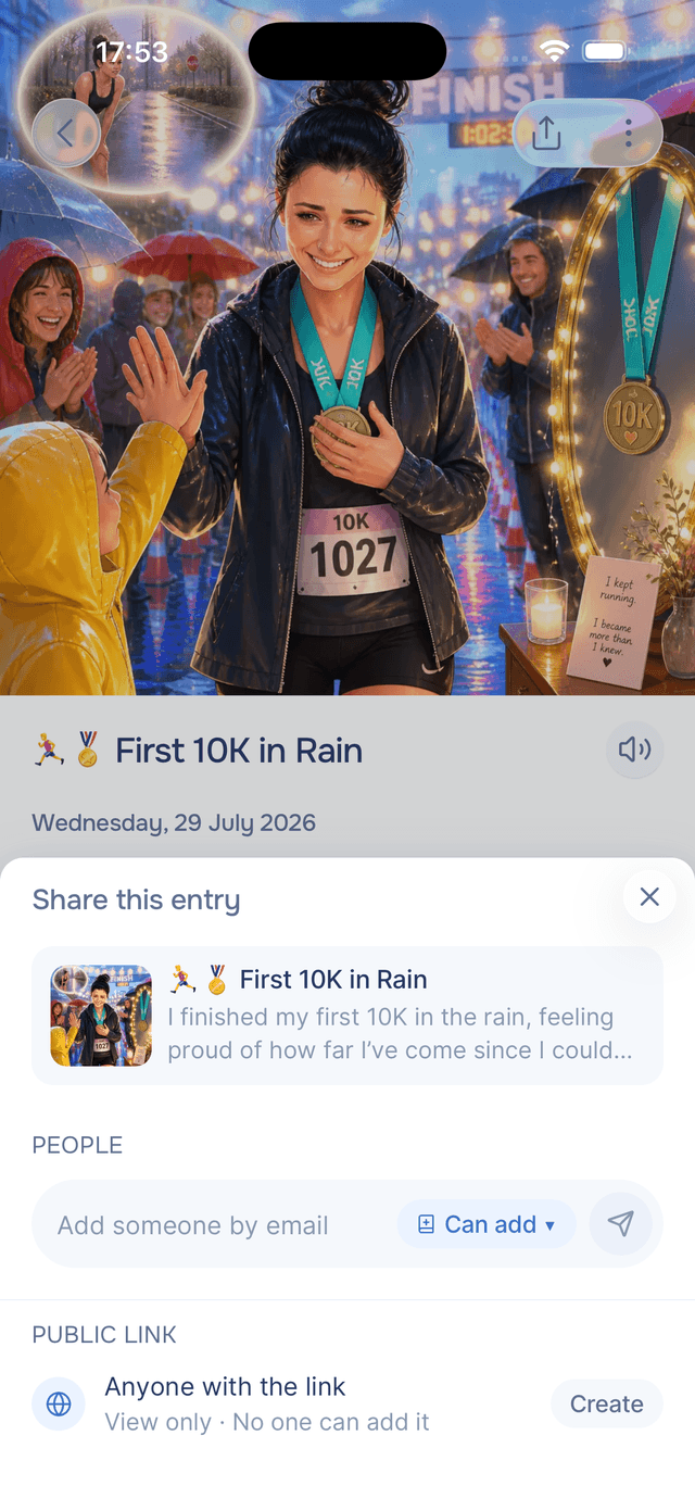 Invite someone by email, or create a public link