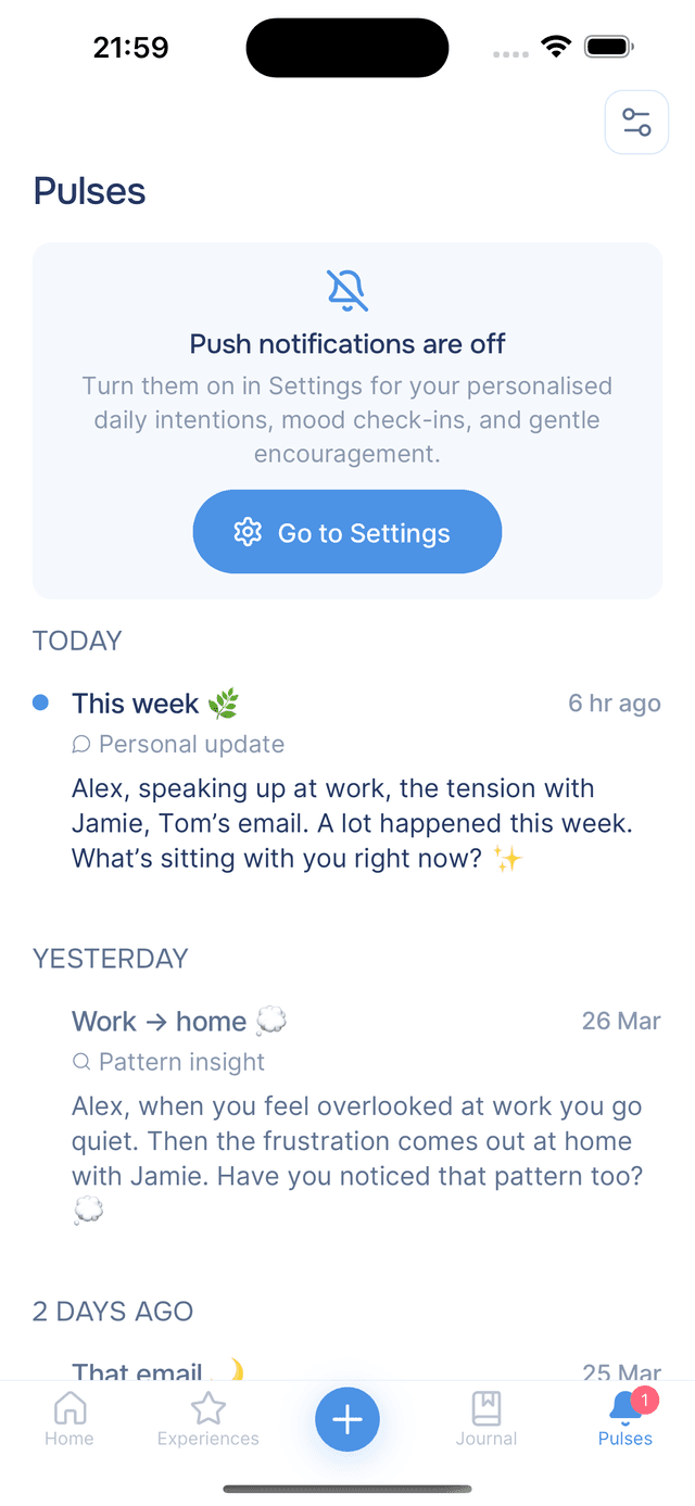 Banner when push notifications are off