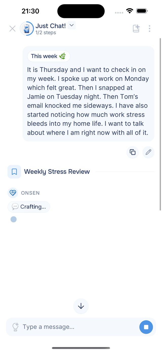 The conversation starts with your Pulse message