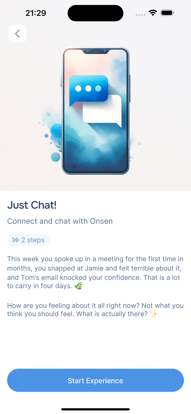 Tapping a Pulse opens a personalized chat preview