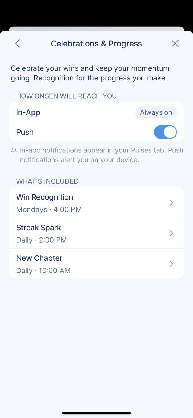 Celebrations & Progress notifications