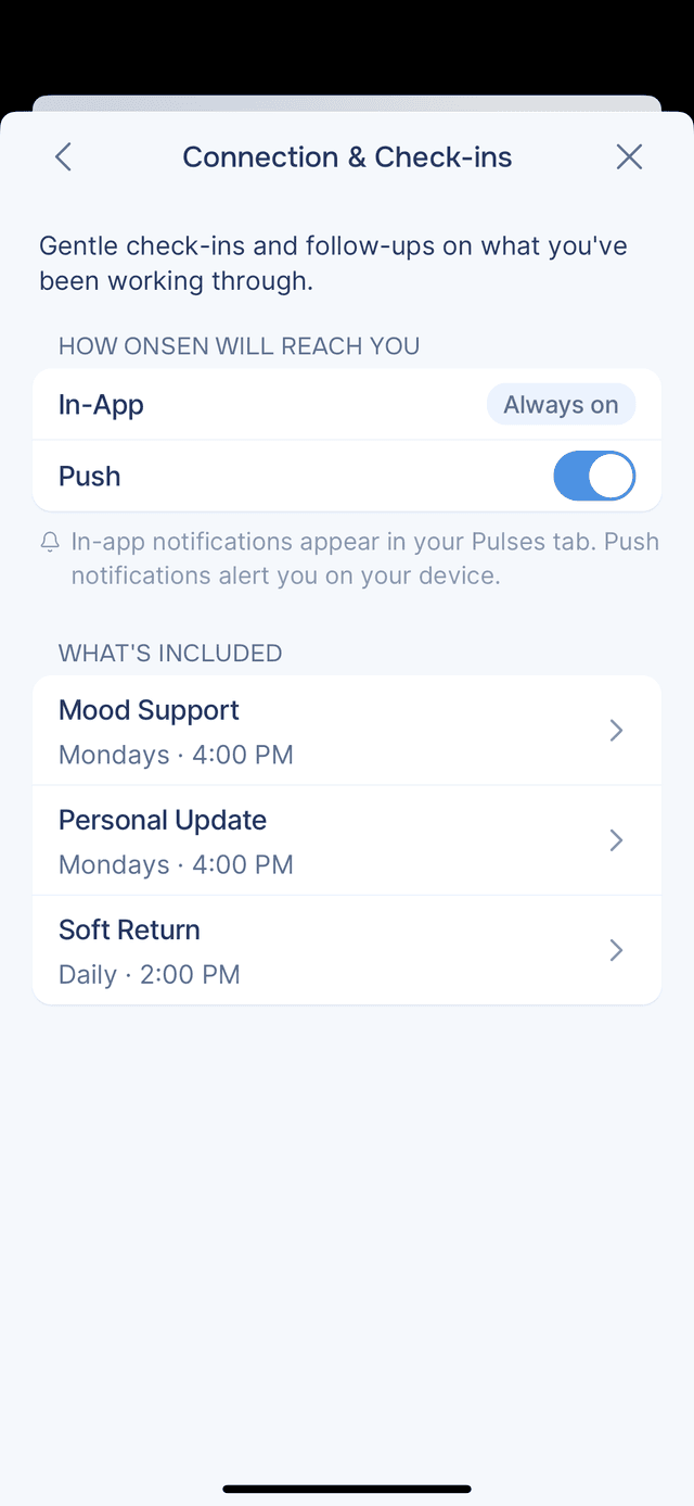 Connection & Check-ins notifications