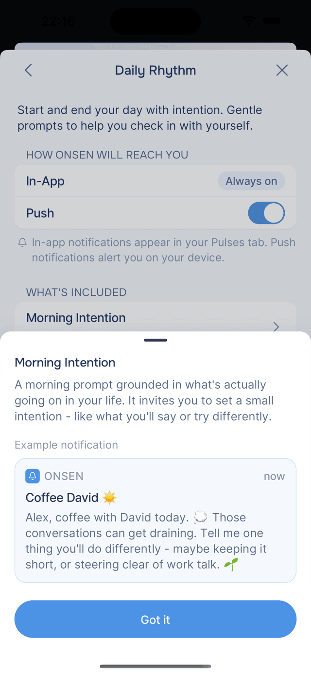 Example Morning Intention notification